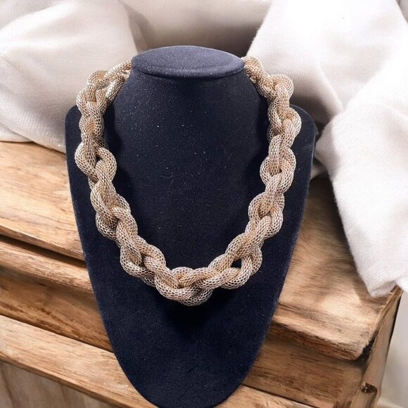 Chunky Braided Statement Necklace Trendy Bold Celebrity Glam Edgy Chic Elegant - Picture 1 of 5